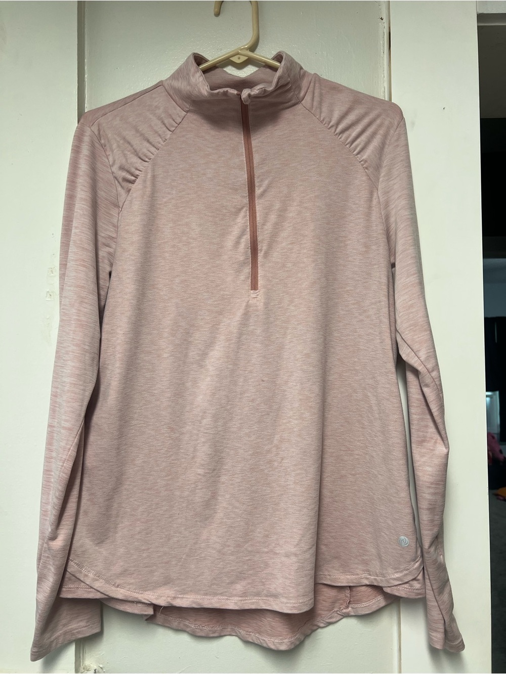 Apana Heathered Pink Performance Zip-Front Top